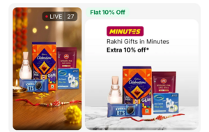 Flipkart Minutes - Extra 10% off on rakhi gifts (Chocolates, Dry Fruits, Treats & More) on MOV 499