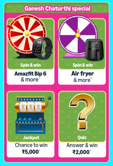 Ganesh Chaturthi Special Amazon Funzone Games - Spin & Win, Jackpot & Quiz
