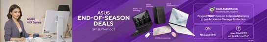 ASUS End of Season Sale [24 Sep to 6th Oct] - Upto 50% off + Extra 3000 discount + Upto 12M* NCEMI