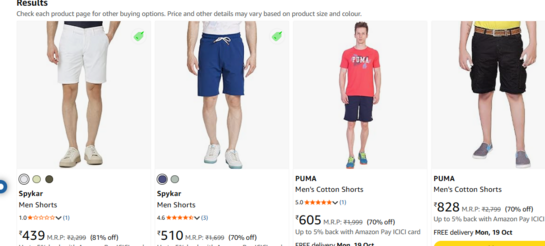 Click to enlarge Spykar Men's Mid-Rise Cotton Blend Sweat Shorts | Casual Drawstring Lounge Shorts (Royal Blue)