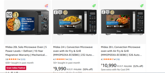 Click to enlarge Midea 20L Solo Microwave Oven