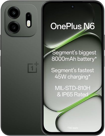 OnePlus N6 | 4GB+128GB | Midnight Green | Segment's Biggest 8000mAh Battery | Segment's Fastest 45W Charging | 48-Month Smoothness