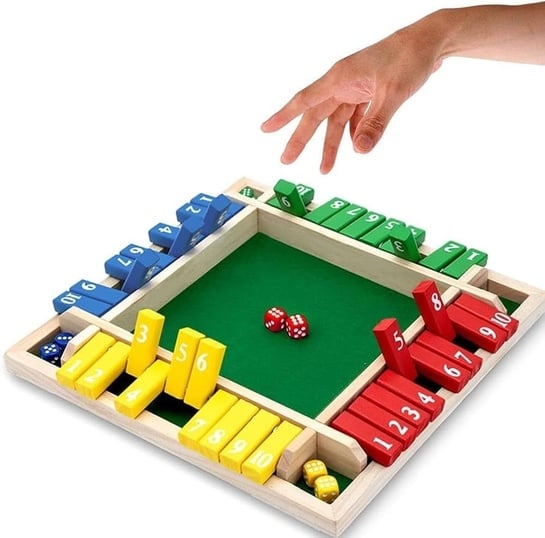 Wooden Shut The Box Game | 4 Player | Math Learning | Dice | Montessori | Family Board Game