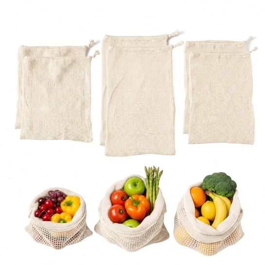 Cotton Vegetable Fridge Bags 6 Pcs | Drawstring | Keeps Veggies Fresh |