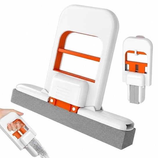 SHITHI Mini Foldable Sponge Mop with Self-Squeeze
