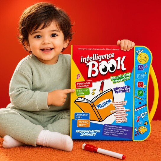 IntelliPlay Book for Kids | Intelligent Book with Alphabets, Numbers, Shapes & Phonics | Interactive Sound Book with Marker | Screen Free Learn & Play Sound Book for Kids 2-8 Years