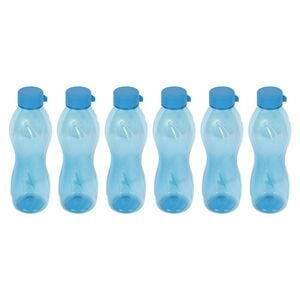 PEARLPET Pheonix BPA-Free Plastic Water Bottle Set |Lightweight, Leak-Proof & Freezer Safe – Pack of 6 (1000ml Each), Blue