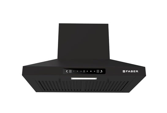 Faber Pluto 60 cm 1000 m³/hr Wall Mounted Kitchen Chimney | Baffle Filter | Touch Control | LED Lights | 1 Year Comprehensive Warranty and 12 Years on Motor | Black | HOOD PLUTO SENSOR TC BF BK IN 60