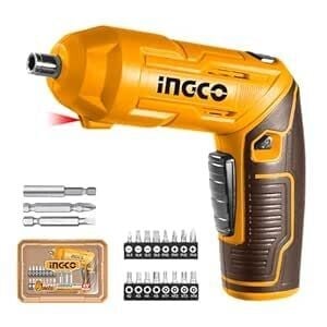 INGCO Cordless Screwdriver, Rechargeable Power Drill Driver Set, 4N.m Max Torque, 240RPM, Srew Gun for Home Use