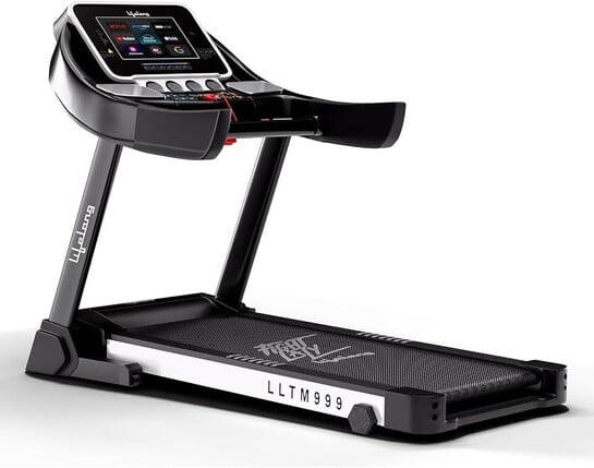 Lifelong Treadmill for Home - 6 HP Peak Motorized Treadmill, 6 Level Manual Inclines, Max Speed 14 km/hr - Heart Rate Sensor, Bluetooth Speaker,10Inch Touch Screen, Fitshow App Max Weight 12...