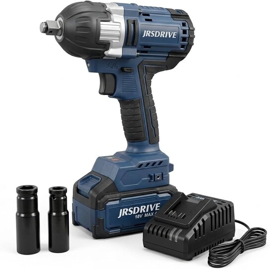 Eastman Jrsdrive Cordless Impact Wrench with 600W Power, 2200RPM no load speed, 1/2inch Drive, Torque 500 Nm, 1 Fast Charger, 1 Battery and 1 Socket (ECIW-600)
