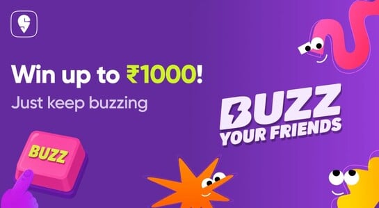 SWIGGY 1000 rs freecash (BUZZ YOUR FRIEND )