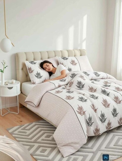 YASHI DÉCOR Cotton Double King Bedsheet (Pack of 1, Multicolour)
