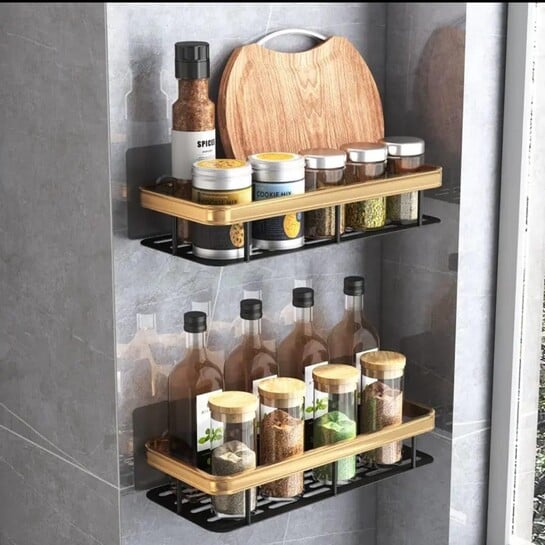 Arto Multipurpose Self-Adhesive Aluminium Bathroom/Kitchen Wall Mounted Storage Organizer Shelf Holder/Rack/Bathroom Accessories.(POF-1)