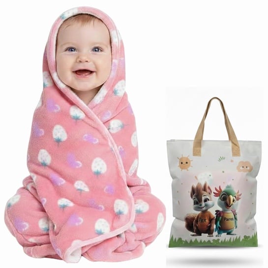 Ultra Soft Baby Hooded Blanket | Coral Fleece | Hypoallergenic | Teddy Design | 0-3 Years | Pink