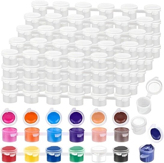 Empty Paint Pots 144 Pcs 5ml | Clear Plastic | Secure Lids | School Classroom Art Craft