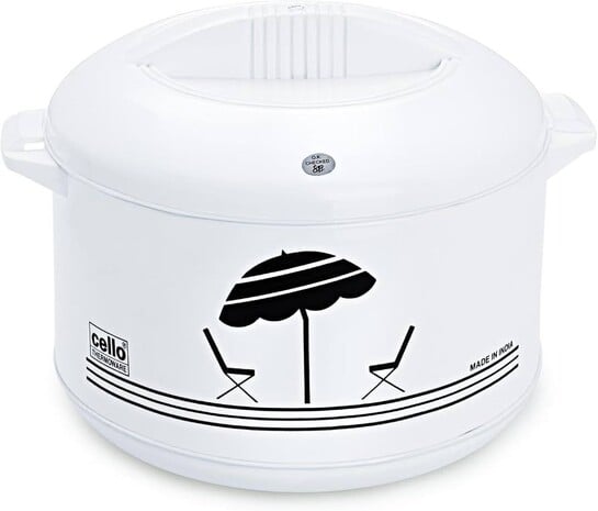 CELLO Plastic Chef Casserole (White, 2 Liter, 1 Piece Chef Casserole)