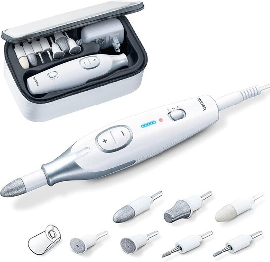 Beurer MP 42 German EngineeringI Manicure Pedicure Kit for women I German Engineering I Electric Nail File with 7 Sapphire & Felt Attachments I For filing, shaping, buffing, callus removal,....