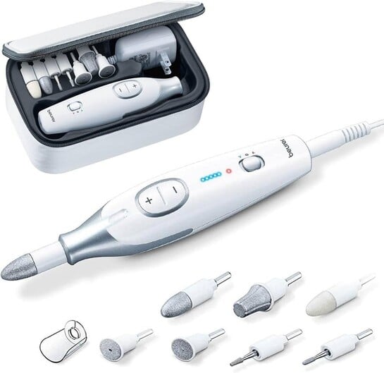 Beurer MP 42 German EngineeringI Manicure Pedicure Kit for women I German Engineering I Electric Nail File with 7 Sapphire & Felt Attachments I For filing, shaping, buffing, callus removal,....