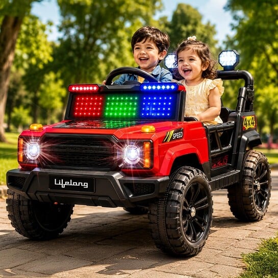 EV Car for Kids (6 Month Warranty)| Big Electric Car with Music, LED Lights | Dual Motor, 12V Rechargeable Battery | Parental Control, Foot Accelerator Electric Ride On for 2-8 Yrs
