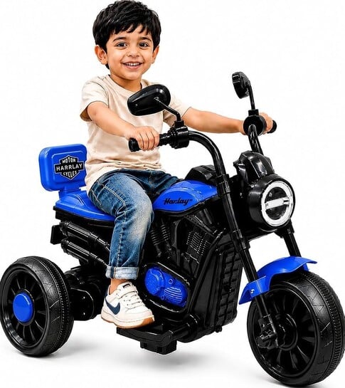 Wishmaster Mini Harlay Electric Ride-On Bike for Kids | 6V Battery-Operated Motorcycle | Foot Accelerator | Suitable for Boys & Girls Aged 2–5 Years | Sturdy & Safe Toy Bike