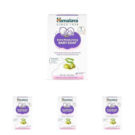Himalaya Extra Moisturizing Baby Soap for Dry Skin | B3G1-125g Helps Lock In Moisture With Aloe-Milk Moisture Complex of Almond & Olive Oil | Clinically Tested | No. 1 Doctor Recommended Brand