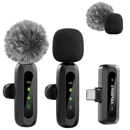 VELOMAX Mic for YouTube Wireless - Ultra-Clear Noise Reduction, 30M Stable Connection, Zero Latency, Plug & Play, Perfect Wireless mic for Youtubers Creators