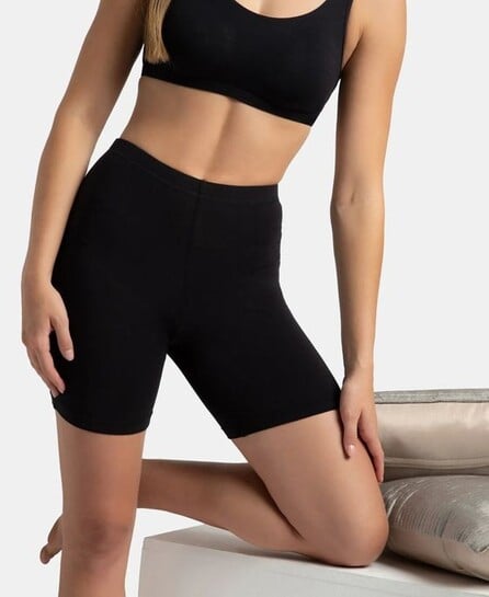 Jockey Women's Mid-Waist Shorties with Concealed Waistband - Black & Classic Navy