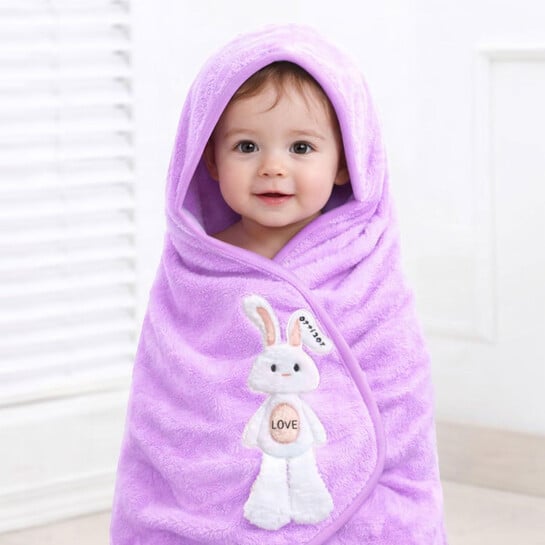 MAXOSHINE Microfiber Kids Bath Towels Quick Dry Super Absorbent Super Soft Bath Towel for Babies Toddler-Baby Towel for Boys and Girls (1, Purple)