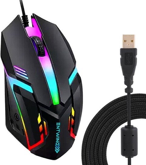 ENTWINO F-1 Gaming Mouse Wired For Computer Braided Wired Ambidextrous Optical  Gaming Mouse (USB 2.0, Black)