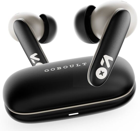 Click to enlarge GOBOULT Y1 v2.0 60Hrs Battery, Ultra Sleek, App Support, Dual Pairing, 4 Mic ENC, 6.0v Bluetooth Headset (Black Onyx, True Wireless)