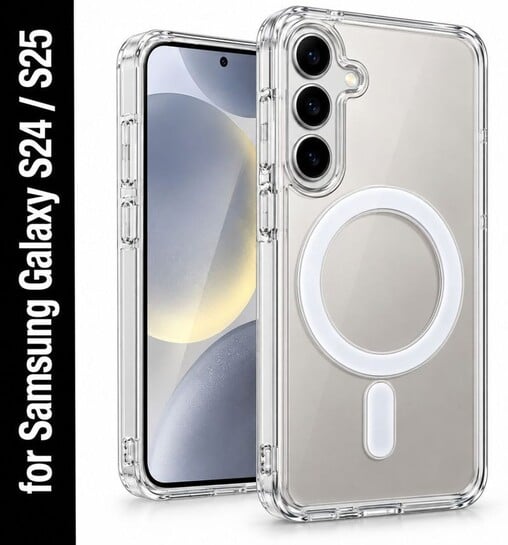 Click to enlarge Samsung Galaxy S24; Samsung Galaxy S25 (Transparent, Magnetic Case, Silicon ) @ Just ₹270