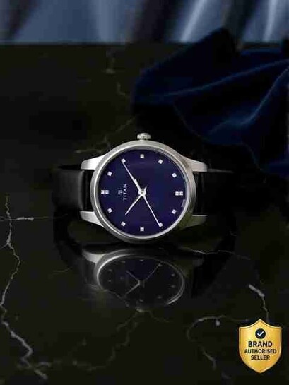 Click to enlarge Titan Workwear Minimalist Blue Dial Black LeatherStrap Analog Watch - For Women NP2481SL08