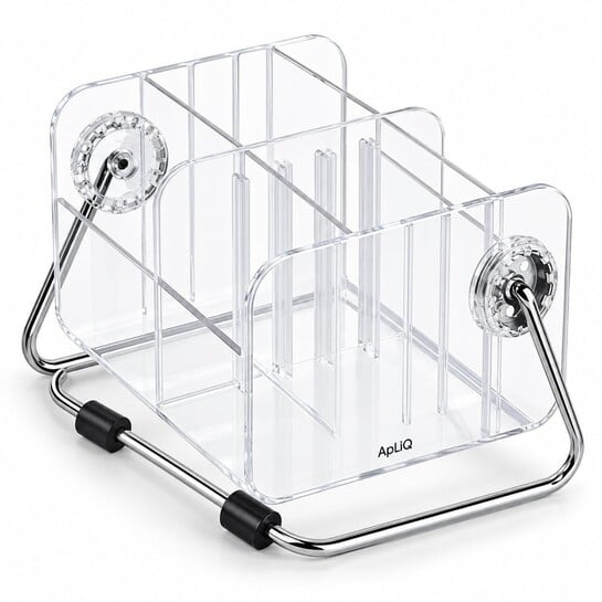 Acrylic Multipurpose Holder Box For Remote Control, Mobile Phone, Key Storage, Stationary, Tv Air-Conditioner Remote Control Home Desk Storage Stand Organizer Caddy 6-Slot, Transparent