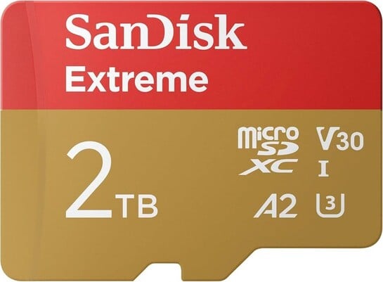 SanDisk Extreme® 2TB microSDXC™ UHS-I, 240MB/s Read, 140MB/s Write Memory Card for 4K Video on Smartphones, Action Cams and Drones