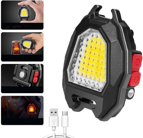 Arto Keychain 4 in 1 LED with 7 Mode Rechargeable Flashlights with Lighter,Whistles,Bottle Opener for Outoor,Indoor,Hiking with Magnet Base Ultra Bright 800 Lumens Portable Emergency COB Light