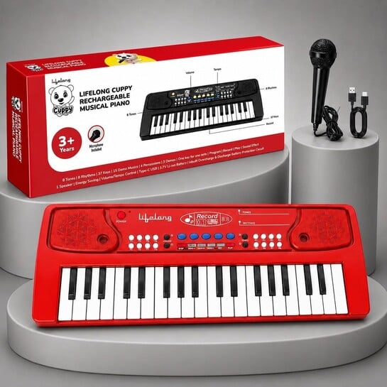 Click to enlarge Wireless Rechargeable Piano Keyboard for Baby & Kids with Mic, Single Speaker, Portable Keyboard Piano, Type C Charging, Long Battery Life Musical Keyboard Gift for 2-8 Yrs