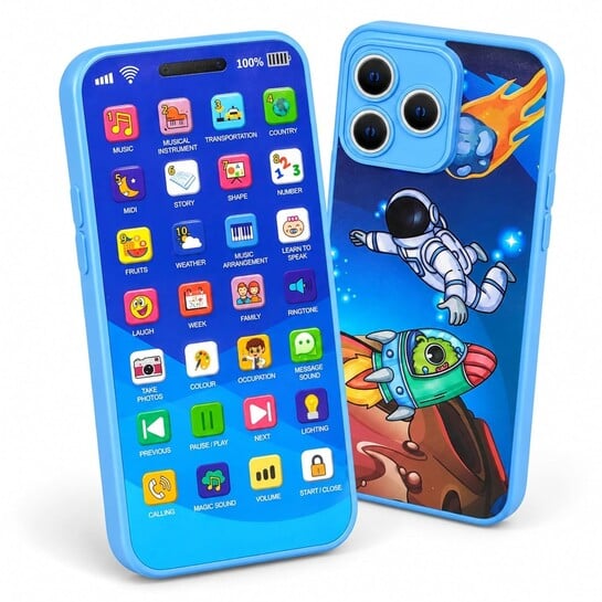 Educational Smart Phone for Kids | Rechargeable Type C Talking Toy Phone | 24 Learning Modes with Music, Numbers, Animals & More | Educational Toy Phone Gift for Boys