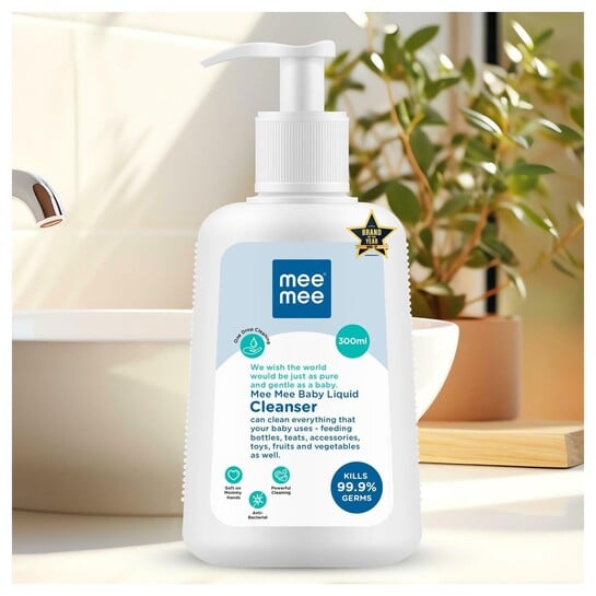 Mee Mee Liquid Cleanser 300 ml | Anti-Bacterial Formula Kills 99.9% Germs | For Bottles, Nipples, Accessories, Toys, Fruits & Vegetables | Alcohol-Free, Dermatologically Tested