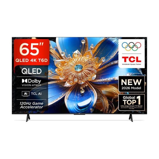 [ICICI]TCL T6D 163.83 cm (65 inch) QLED Ultra HD (4K) Smart Google TV 2026 Edition with HDR10+ Dolby Vision- Atmos 28W HVA Panel TCL AI Slim & Uni body Design (65T6D)