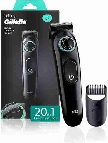 Gillette Trimmer BT 3 Series IN Trimmer 50 min Runtime 20 Length Settings (Black)