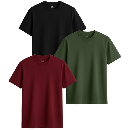 Nobero 100% Cotton Tshirts for Men Combo Pack of 3