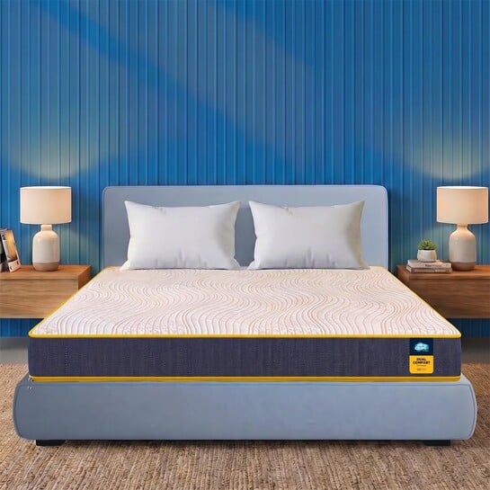 Centuary Mattresses Sleepables | 5-Inch Queen Size Dual Comfort Hard and Soft Reversible Roll Pack High Resilience (HR) Foam Mattress (75x60x5)