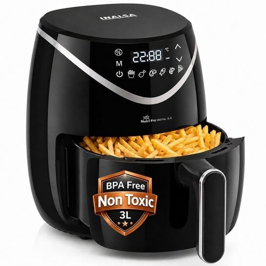 Inalsa Nutri Fry Digital3,1200W,Touch Screen,Bake,Roast,Reheat,Dehydrate Air Fryer (3 L)