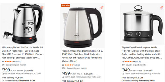 Click to enlarge best Deals on Kettles upto 60% off