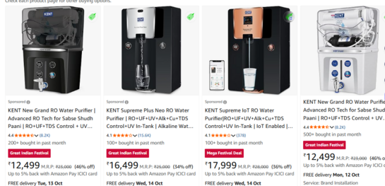 KENT Supreme Plus Neo RO Water Purifier | RO + UF + UV + Alkaline + Copper + TDS Control | 8L Tank (Black)