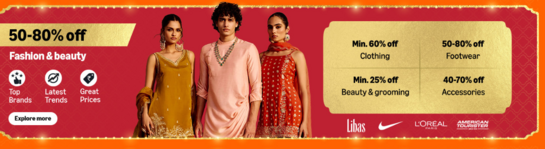 Amazon Great Indian Festival – 50% to 80% OFF Fashion & Beauty