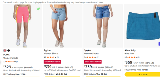 Click to enlarge Spykar Women's Light Blue Washed Slim Fit Denim Shorts | High-Waisted Stretch Cotton Jean Shorts