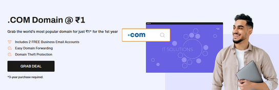 Get .com Domain @ ₹1  for the first Year