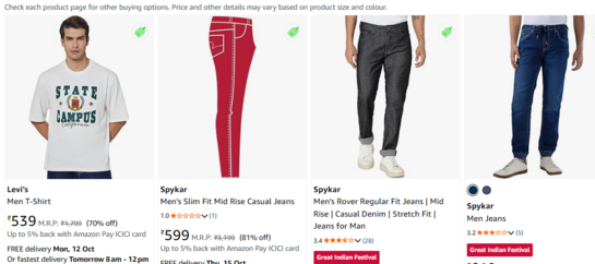 Click to enlarge Spykar Men's Slim Fit Mid-Rise Casual Stretch Denim Jeans | 5-Pocket Colored Denim Pants (Red)